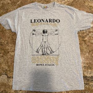 Leonardo da Vinci Vitruvian Man Roma Italia Graphic T Shirt Mens XXL